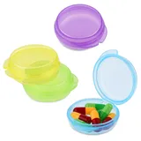 WLLHYF Kleine Pillendose, niedliches Netui, tragbar für Tasche und Geldbörse, täglich, rund, Mini-Pillen-Organizer, Reise-Pillendose, Medizin-Aufbewahrungsbehälter, Ohrstöpsel-Etui, 4 Stück