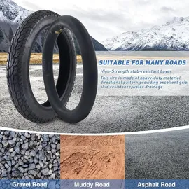 luxuskollektion 2er-Pack 14 Zoll E-Bike Reifen 14x2.125 Mantel Schlauch AV32mm Ventil