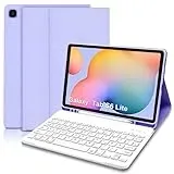 Hülle mit Tastatur für Samsung Galaxy Tab S6 Lite, Schutzhülle mit Pencil Halter Wireless Tastatur (QWERTZ) für Galaxy Tab S6 Lite 10,4 2024/2022/2020(P620/P625/P610/P613/P615/P619),Helles Lila