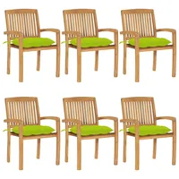VidaXL Stapelbare Gartenstühle mit Kissen 6 Stk. Massivholz Teak
