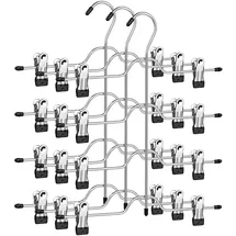 Songmics Hosenbügel platzsparend, Mehrfach-Rockbügel mit Clips, 3er Set - silber,