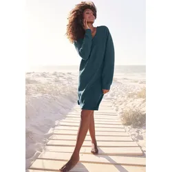 s.Oliver Sweatkleid, Langarmkleid aus Ripp-Qualität mit Teilungsnaht, Loungewear, Gr. 36/38 - N-Gr, petrol, , 66098949-36 N-Gr