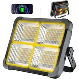 MASMEJOR Solar LED Baustrahler Akku 10000LM, 12000mAh, 4 Lichtmodi