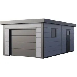 Telluria Einzelgarage 3,58 x 6,28 m grau pulverbeschichtet