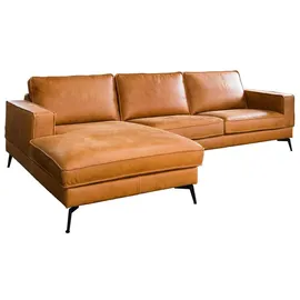 KAWOLA Sofa BLOOM Recamiere links Leder cognac - Braun