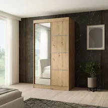 beautysofa Schiebtürenschrank PACO 120 cm Farbe: Eiche Craft golden