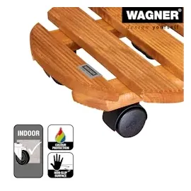 Wagner Pflanzenroller Country Ø 30 x 8 cm I Blumenroller für den Innenbereich I Rutschsicheres Rollbrett I Kübelroller aus FSC® Massivholz, Kastanie Tragkraft 100 kg I Made in EU - 20018201