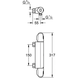 Grohe Grohtherm 1000 Duschthermostat Wandmontage für 1 Verbraucher Chrom 34817003