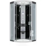 AcquaVapore Komplettdusche mit Schiebetür 100 x 215 cm Schwarz Sicherheitsglas D58-23T1