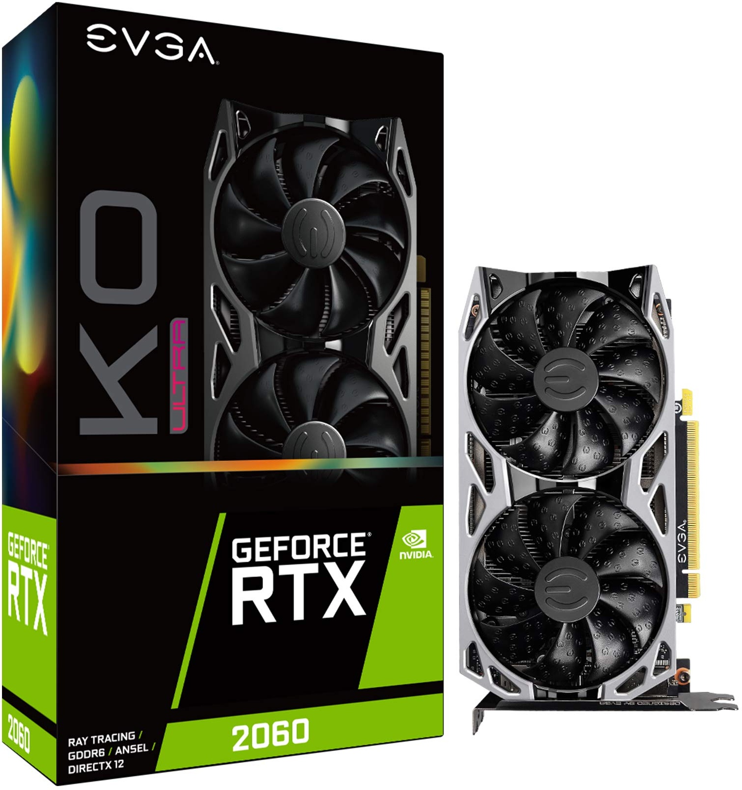 EVGA GeForce RTX 2060 KO Ultra Gaming, 6 GB GDDR6, Dual Fans, Metal Backplate, 06G-P4-2068-KR