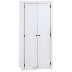 CARO-Möbel Kleiderschrank PAULO Kleiderschrank mit 2 Türen aus Kiefer Schrank mit großem Fach und Klei weiß