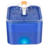 XDeer Trinkbrunnen 2L Katzen Trinkbrunnen mit LED-Licht 3 Wasserflussmodi, 4 Schichten Filtersystem Katzenbrunnen Katzenbrunnenwasser blau