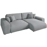 Luma-home Ecksofa, Hell-Grau Textil, 3-Sitzer, Füllung: Polyetherschaumkern, Eckteil, L-Form,L-Form,
