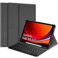 Fintie Tastatur Hülle für Samsung Galaxy Tab S9 11 Zoll 2023 Tablet SM-X710/X716/X718, Keyboard Cover mit Magnetisch Abnehmbarer Deutscher Bluetooth Tastatur, Dunkelgrau