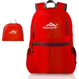 Intirilife Faltbarer Rucksack Ultraleicht in Rot - 36L Unisex Wanderrucksack Wasserdicht - Outdoor Daypack für Camping, Wandern, Reisen, Klettern, UVM.