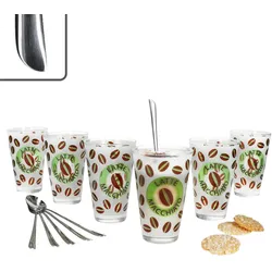 12tlg Latte Macchiato Set - 6x CREMONA Gläser grün + 6x TWIST Latte Macchiato Löffel - 0806182 & 747-480