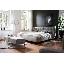 KAWOLA Bett SOFIA Polsterbett Stoff grau 200x200cm