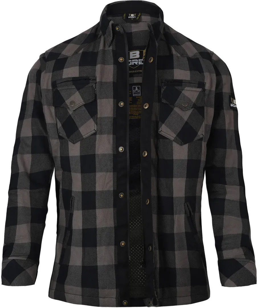 Bores Lumberjack Premium Dames Motorshirt, zwart-grijs, M Voorvrouw