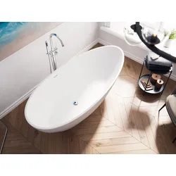 Freistehende Badewanne Iconic 190 Solid Stone Weiß matt