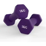 Kurzhanteln Set Gewichte - Neoprenbeschichtete Hanteln, schweißresistente Hanteln Set, Home Gym Fitness - Set mit 2 Hanteln - (Dunkelviolett, 1 kg)