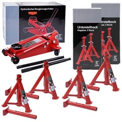 Enva Werkstatt-Wagenheber 3t 3000kg + 4x Unterstellbock 2t klappbar