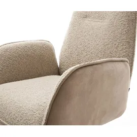 DeLife Drehstuhl Zoa-Flex Materialmix Schlamm Kreuzgestell breit Effektfinish Titan 360° drehbar Wippfunktion Taschenfederkern, Esszimmerstühle