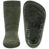 Ewers Stoppersocken Uni, Socken mit Anti-Rutsch-Sohle für Jungen und Mädchen, 1 Paar rutschfeste Kindersocken mit Gummisohle, Oliv (Olivgrün), Größe 29-30