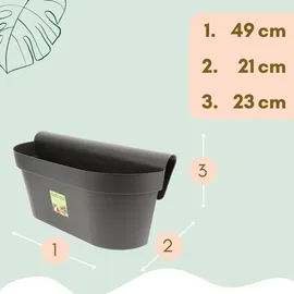 GarPet Geländerkasten Balkon 49 x 21 x 23 cm Anthrazit