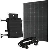 Paket.ag Balkonkraftwerk 460 Watt Plug & Play, Full Black Glas-Glas Bifazial-Modul mit Hoymiles HM-400 Microwechselrichter
