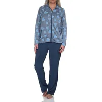 normann Damen Langarm Hausanzug Homewear in Herz Optik - auch in Übergrösse, Farbe:Marine, Größe:40-42 - 40-42