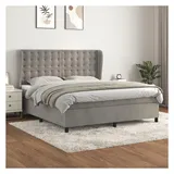 vidaXL Boxspringbett mit Matratze Hellgrau 180x200 cm Samt