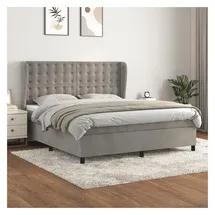 vidaXL Boxspringbett mit Matratze Hellgrau 180x200 cm Samt