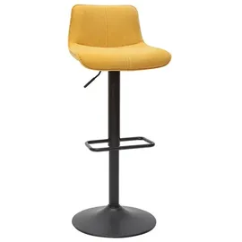 miliboo Barhocker 360° drehbar höhenverstellbar aus Stoff mit strukturiertem Samteffekt 2er Set Senfgelb