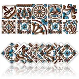 Cendray 20 Stück Fliesenaufkleber für Küche und Bad, wasserdichte PVC-Wanddekoration, Selbstklebende Mosaik-Dekoration, Retro-Architekturstil Fliesenaufkleber (20x20cm,Braun)