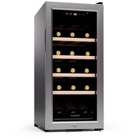 Klarstein Weinkühlschrank Shiraz Premium Smart 18 SS, für 18 Standardflaschen á 0,75l,Wein Flaschenkühlschrank Weintemperierschrank Weinschrank Kühlschrank silberfarben