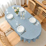 Streifen Tischdecke Ovale 240x140 cm, Fleckabweisende Abwaschbare Tischdecke mit Minimalistischer Stil Muster, Skandinavischer Stil Gartentischdecke, Für Küche, Esszimmer -AAt11