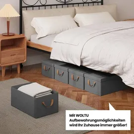 Woltu 6er Set Aufbewahrungsboxen mit Deckel, mit Griffen, faltbar, Grau, 27L(48x29x20 cm