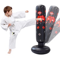 JanTeelGO Boxsack Kinder 120cm, Standboxsack für Sofortiges Zurückprallen zum Üben von Karate, Taekwondo (Schwarz-E, 120cm)