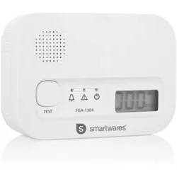 Smartwares Kohlenmonoxid-Melder, 10 Jahre Sensor, mit Display und Testknopf FGA-13041