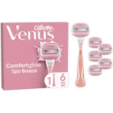 Gillette Comfortglide Spa Breeze Damenrasierer + 6 Rasierklingen