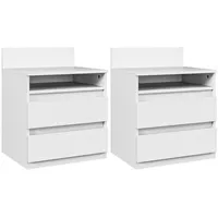 Homcom Nachttisch Weiß Holzwerkstoff, 39.6x50.4x32.3 cm, Schlafzimmer, Nachttische