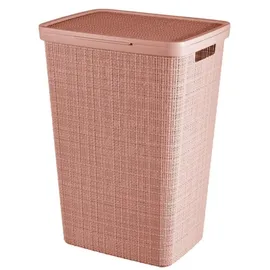 Curver Jute Wäschekorb, mit Deckel rosa