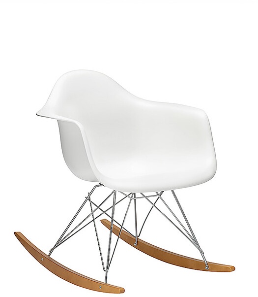 Vitra Eames Plastic Armchair RAR Schaukelstuhl weiß, Designer Charles & Ray Eames, 76x63x81 cm