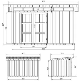 TIMBELA Gartenhaus 4,12 x 2,79 m Terra Brown