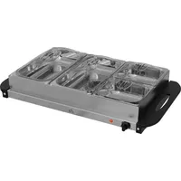 2-in-1 Edelstahl Buffetwärmer 6,8L 300W Warmhalteplatte Speisewärmer Silber