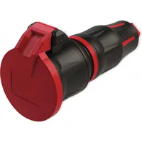 PCE Schutzkontaktkupplung TopTaurus2, mit Klappdeckel, schwarz/rot, mit LED