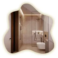Tulup LED, Transparent, Glas, Organisch, 48.3x48.3x0.4 cm, Spiegel, Wandspiegel
