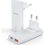 CHOETECH USB-C und USB-A GaN Fast Charger (65 W, 2 Ports), USB Ladegerät, Weiss
