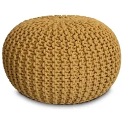 Amagohome Sitzpouf Strickhocker Pouf Ø45 H30cm Bodenkissen Indoor Baumwolle nachhaltig recycelt : gelb