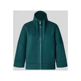 Tom Tailor Damen Boxy Fit Scuba Sweatjacke, grün, Meliert, Gr. M